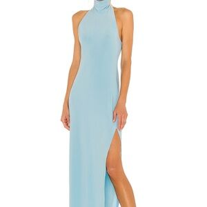 Norma Kamali Light Blue Halter Maxi Dress